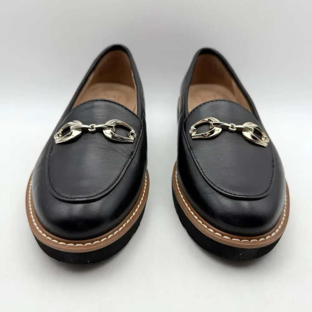 Naturalizer Womens Adiline-Bit Flat Loafers US 6 Wide EU 36 Black Leather EUC